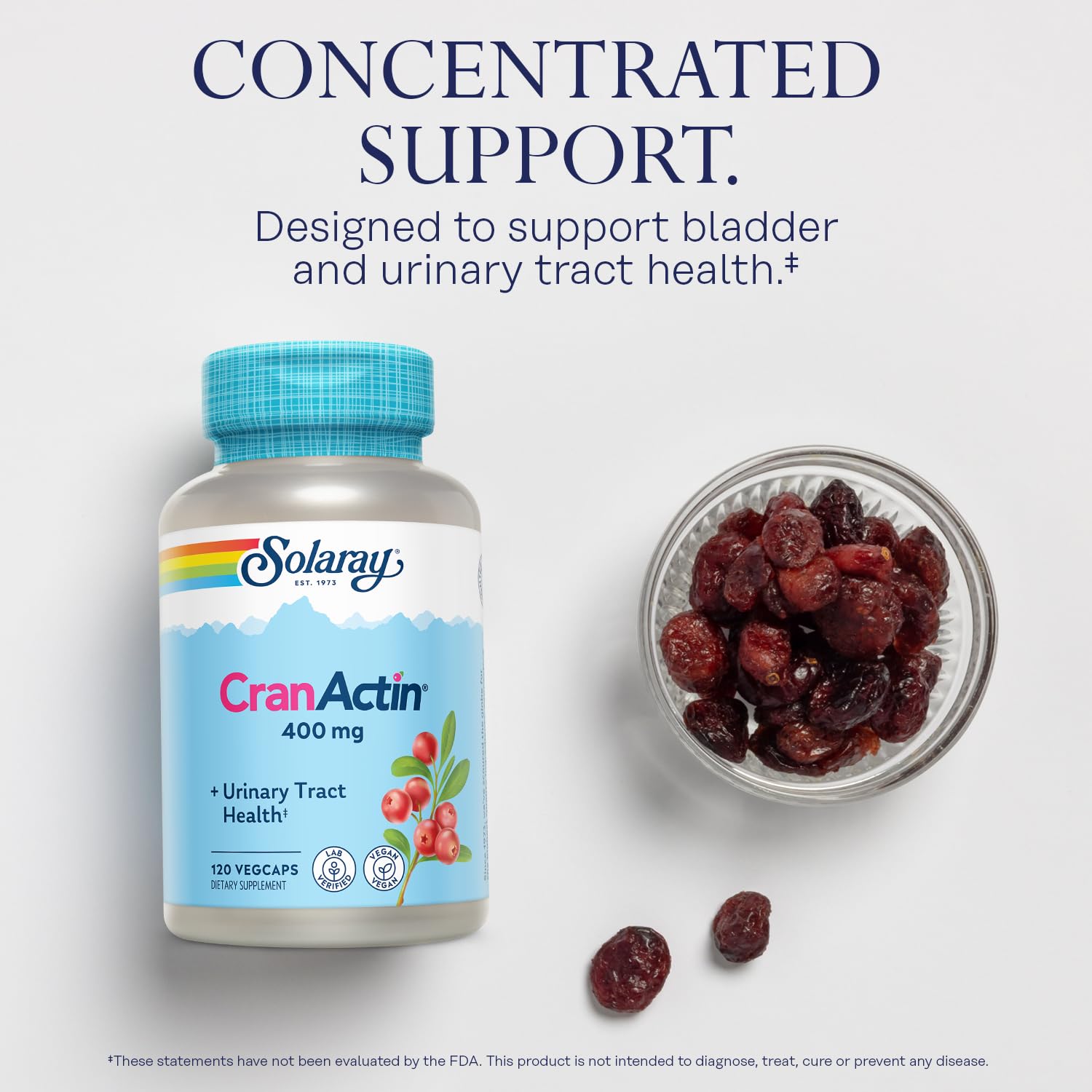 SOLARAY CranActin cranberry extract label on bottle design