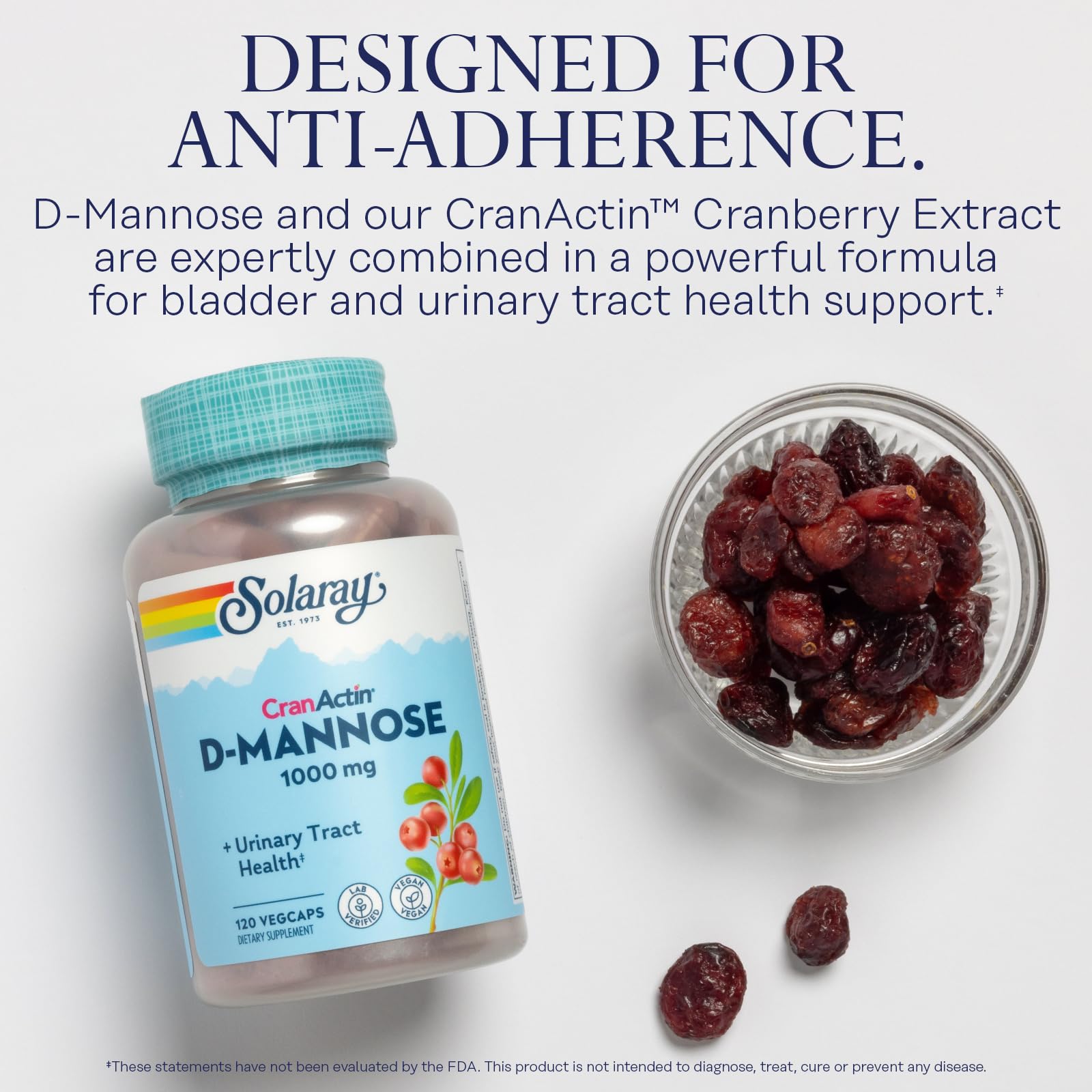 SOLARAY CranActin Cranberry Extract powder visual highlights premium daily support.