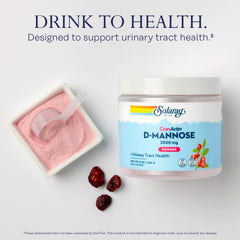 SOLARAY D-Mannose with CranActin mix in water showing refreshing lemon-berry flavor