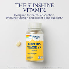 SOLARAY D3 softgels 5000 IU arranged, easy-to-swallow