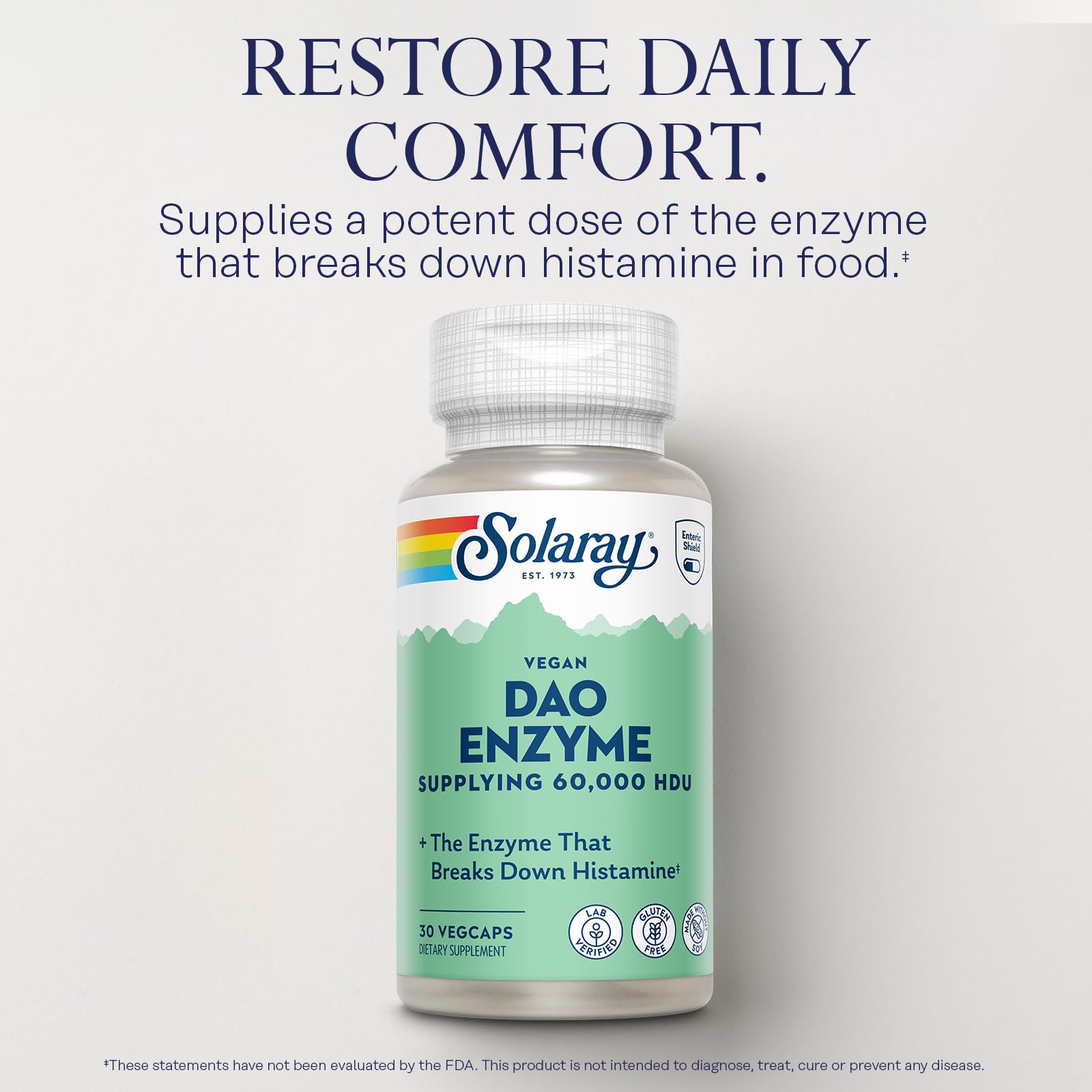 SOLARAY DAO Enzyme capsules ready for daily use.