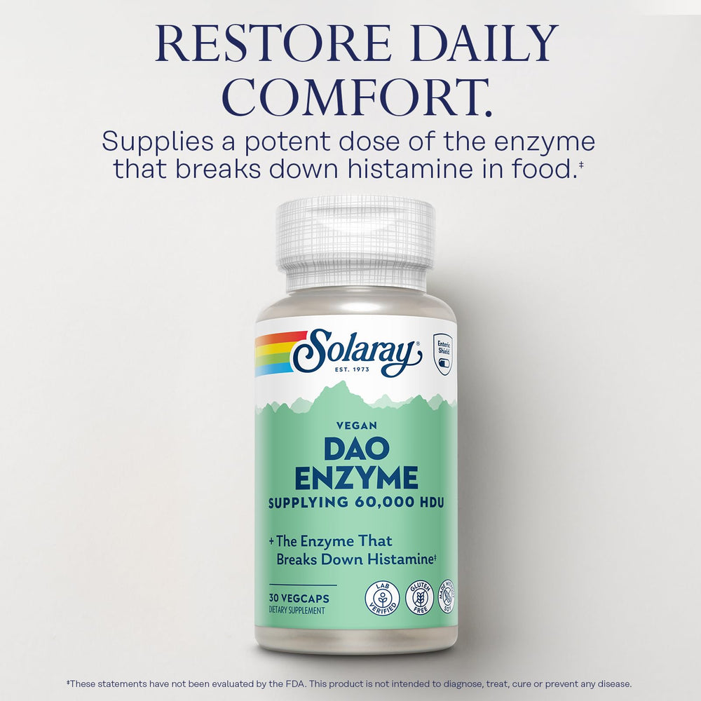 SOLARAY DAO Enzyme capsules ready for daily use.