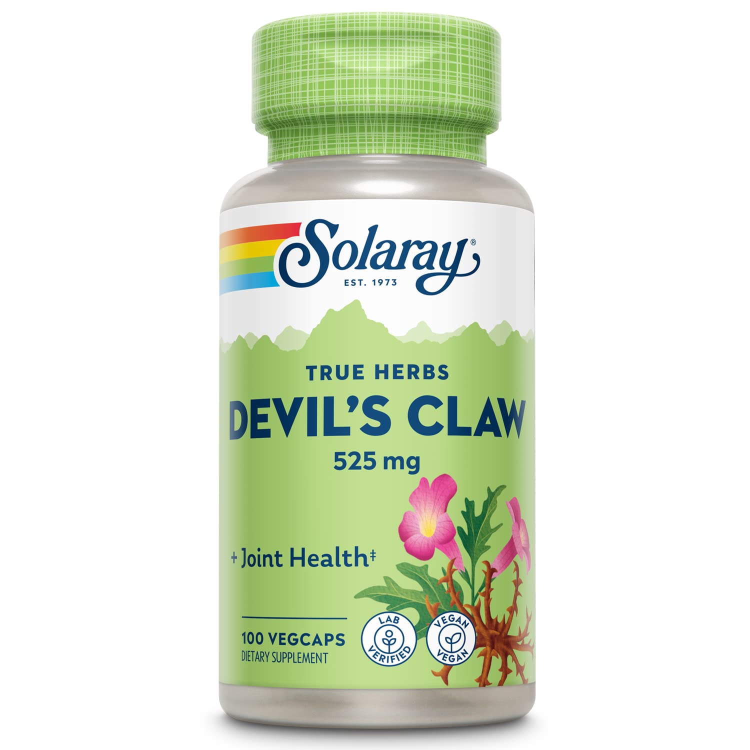 SOLARAY Devils Claw bottle front view for daily joint comfort support