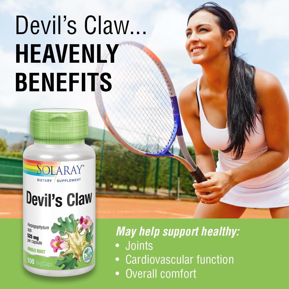 SOLARAY Devils Claw plant illustration with natural origin context