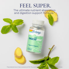 SOLARAY Digestaway capsules ready to take, aiding breakdown of meals.