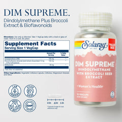 SOLARAY DIM Supreme bottle and label showing 90 servings for wellness.