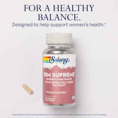 SOLARAY DIM Supreme broccoli seed extract illustration highlights sulforaphane-rich ingredients.