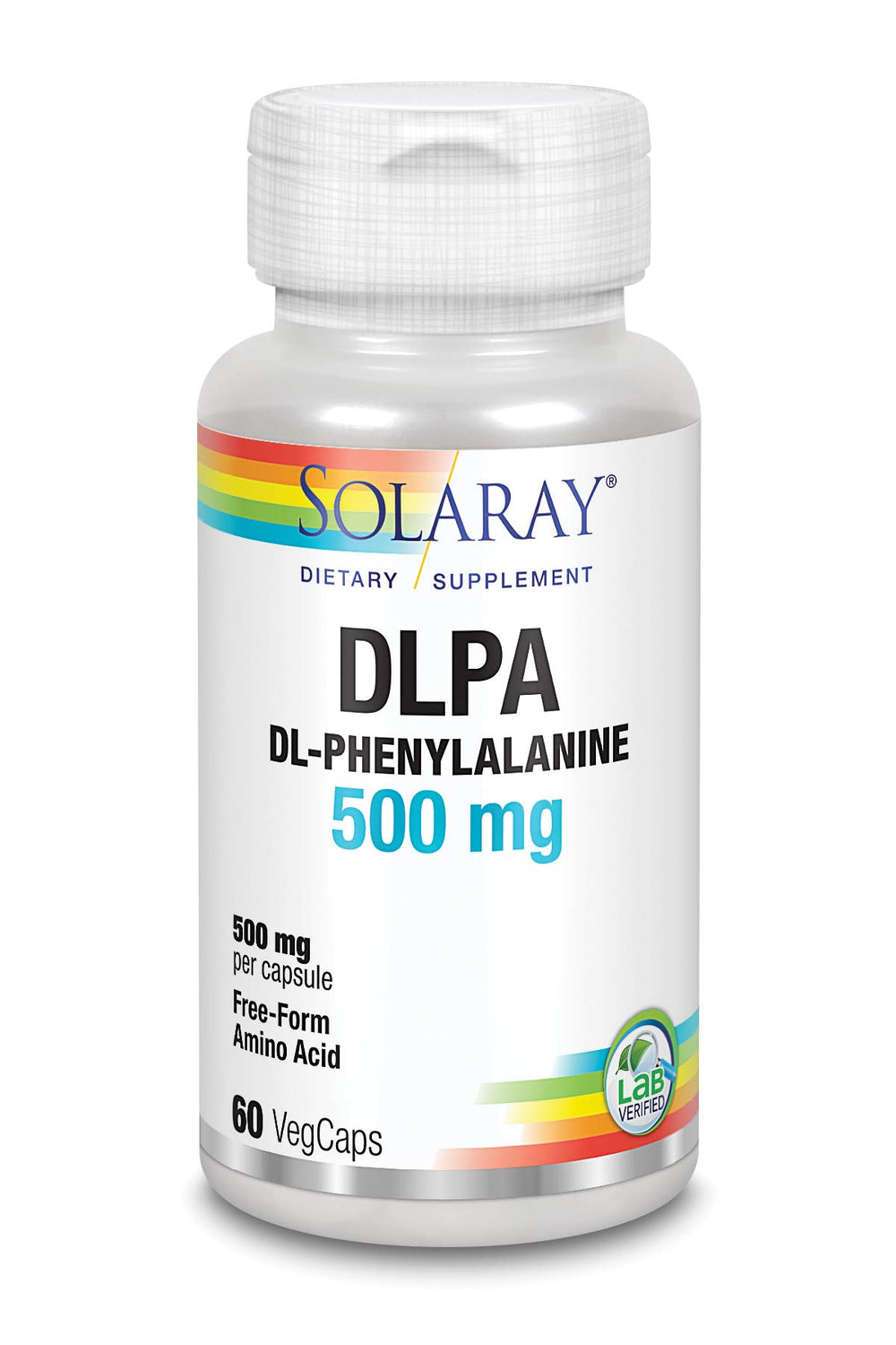 SOLARAY DL-Phenylalanine bottle on table for easy daily use