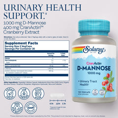 SOLARAY D-Mannose bottle pouring capsules for on-the-go use.