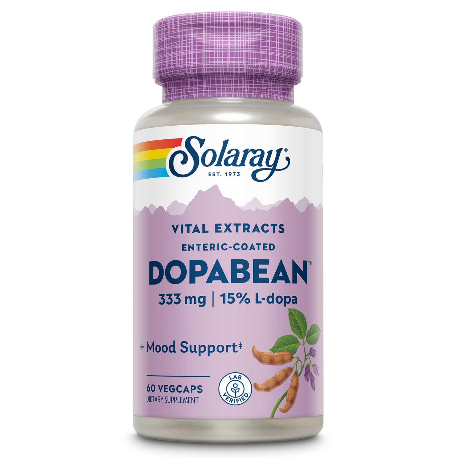 SOLARAY Dopabean 333mg velvet bean seed extract bottle for daily wellness