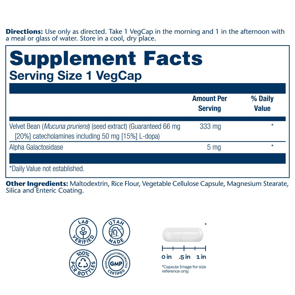 SOLARAY Dopabean enteric-coated capsules prepared for absorption