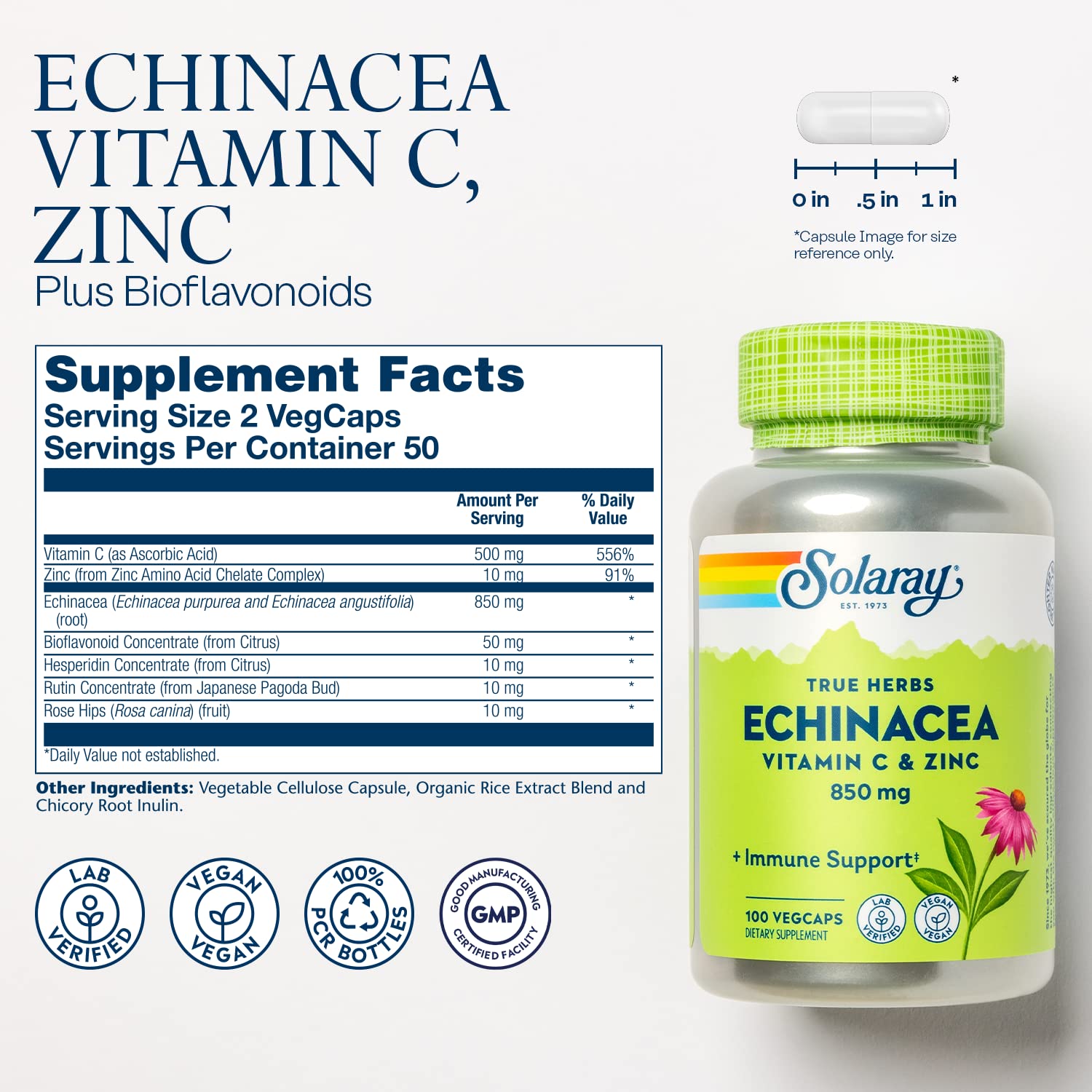 SOLARAY Echinacea capsules close-up for daily wellness