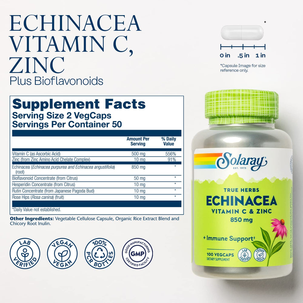 SOLARAY Echinacea capsules close-up for daily wellness