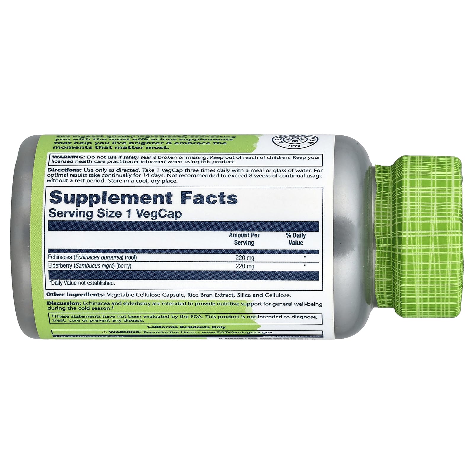 SOLARAY Echinacea and Elderberry capsules pour for easy daily use
