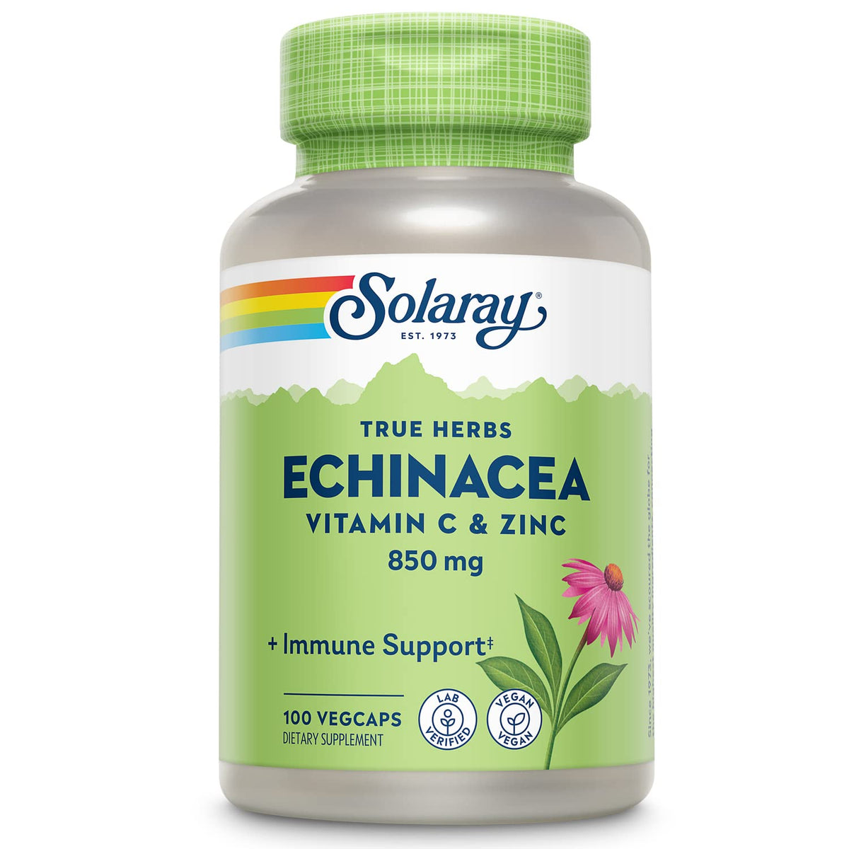 SOLARAY Echinacea bottle front showing immune support packaging