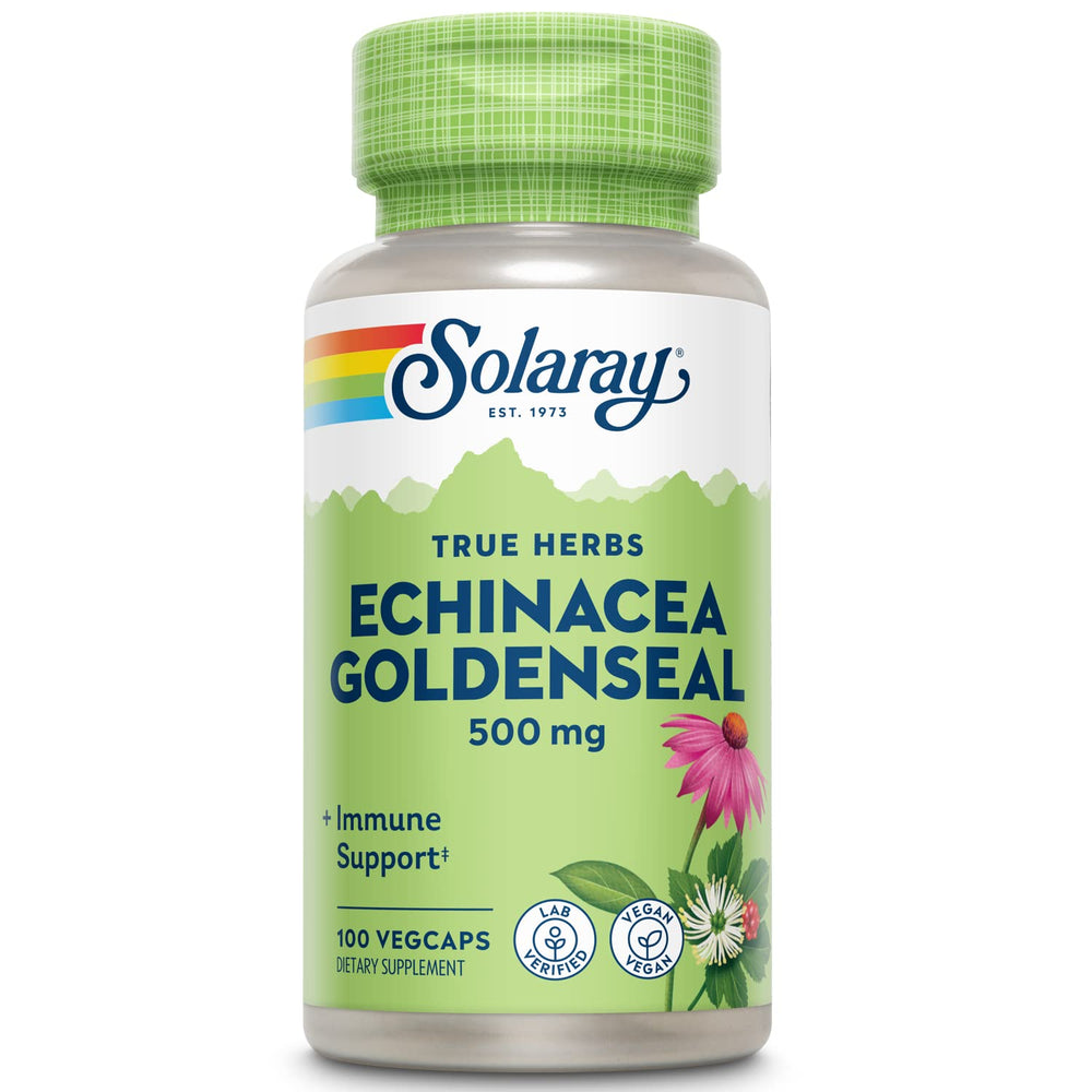SOLARAY Echinacea Root & Goldenseal bottle showing year-round wellness potential.
