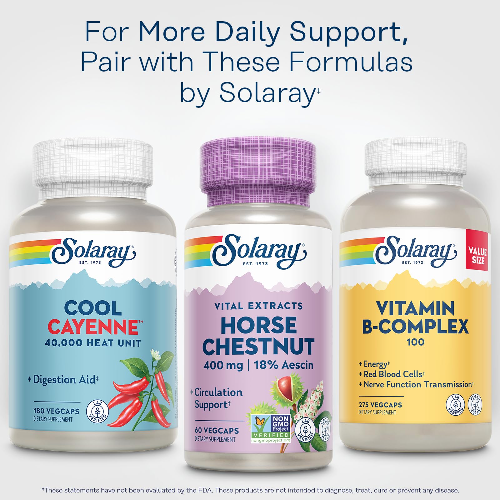 Solaray Empaque de resina post-consumo que reduce residuos.