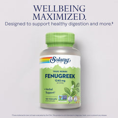 SOLARAY fenugreek seed capsules closeup highlights vegan capsule convenience.