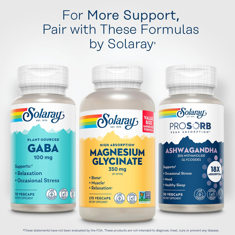 SOLARAY serving info showing 30 capsules per bottle.