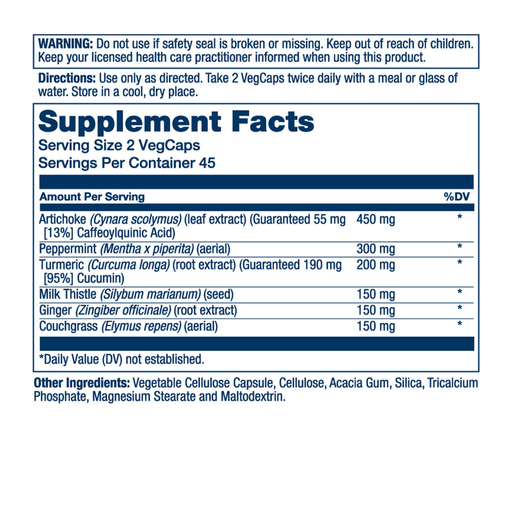 SOLARAY Gallbladder Support label closeup highlighting key ingredients