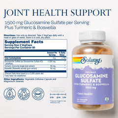 Solaray glucosamine capsules close-up showing convenient daily capsule form.