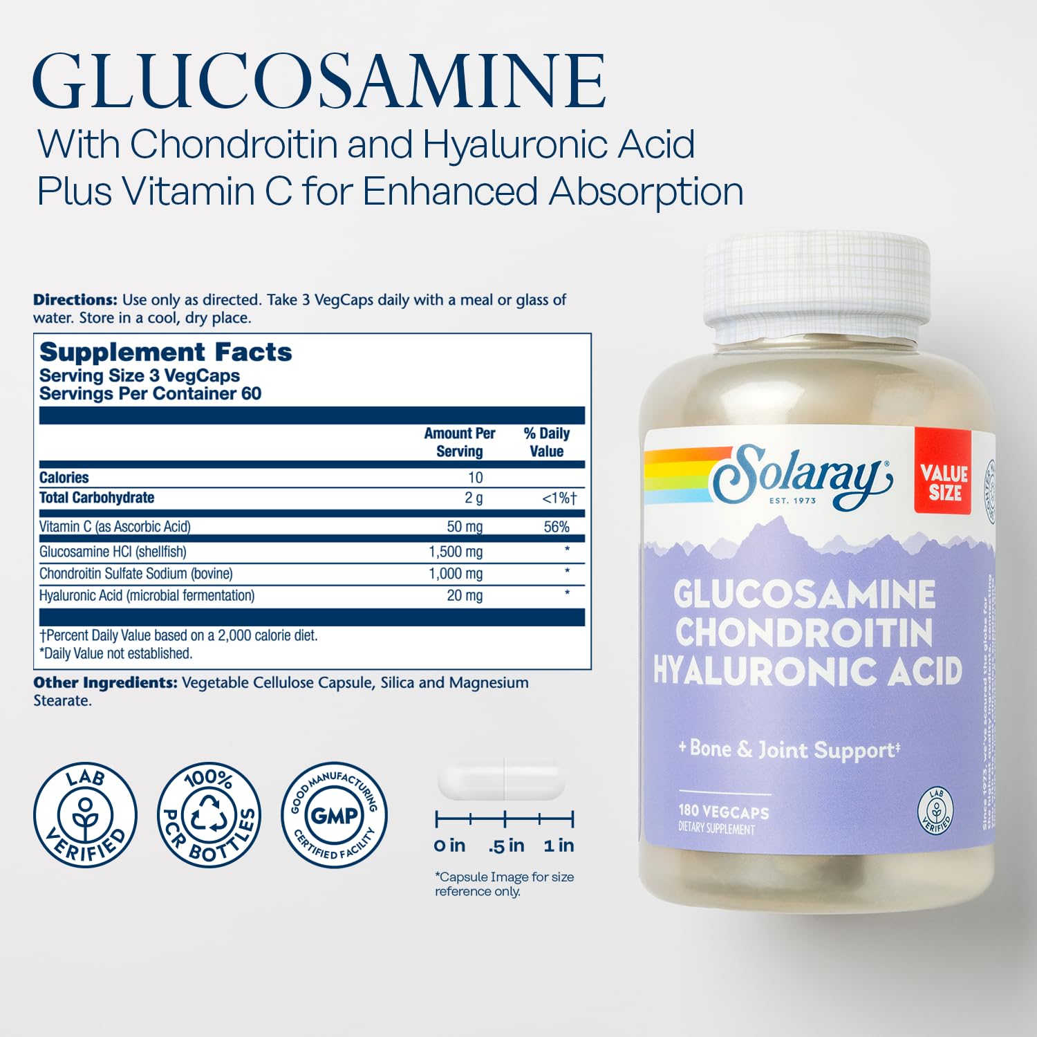 SOLARAY capsules close-up showing capsules, highlighting enhanced absorption with vitamin C