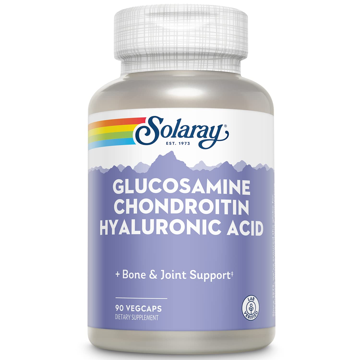 SOLARAY glucosamine chondroitin hyaluronic acid capsules in bottle suggest daily joint support possibilities