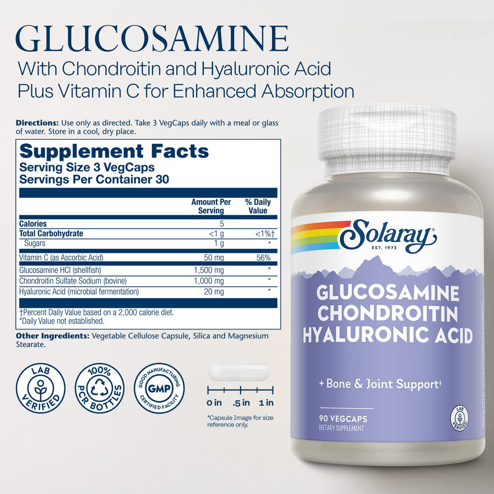 SOLARAY product label highlights hyaluronic acid and vitamin C for better absorption