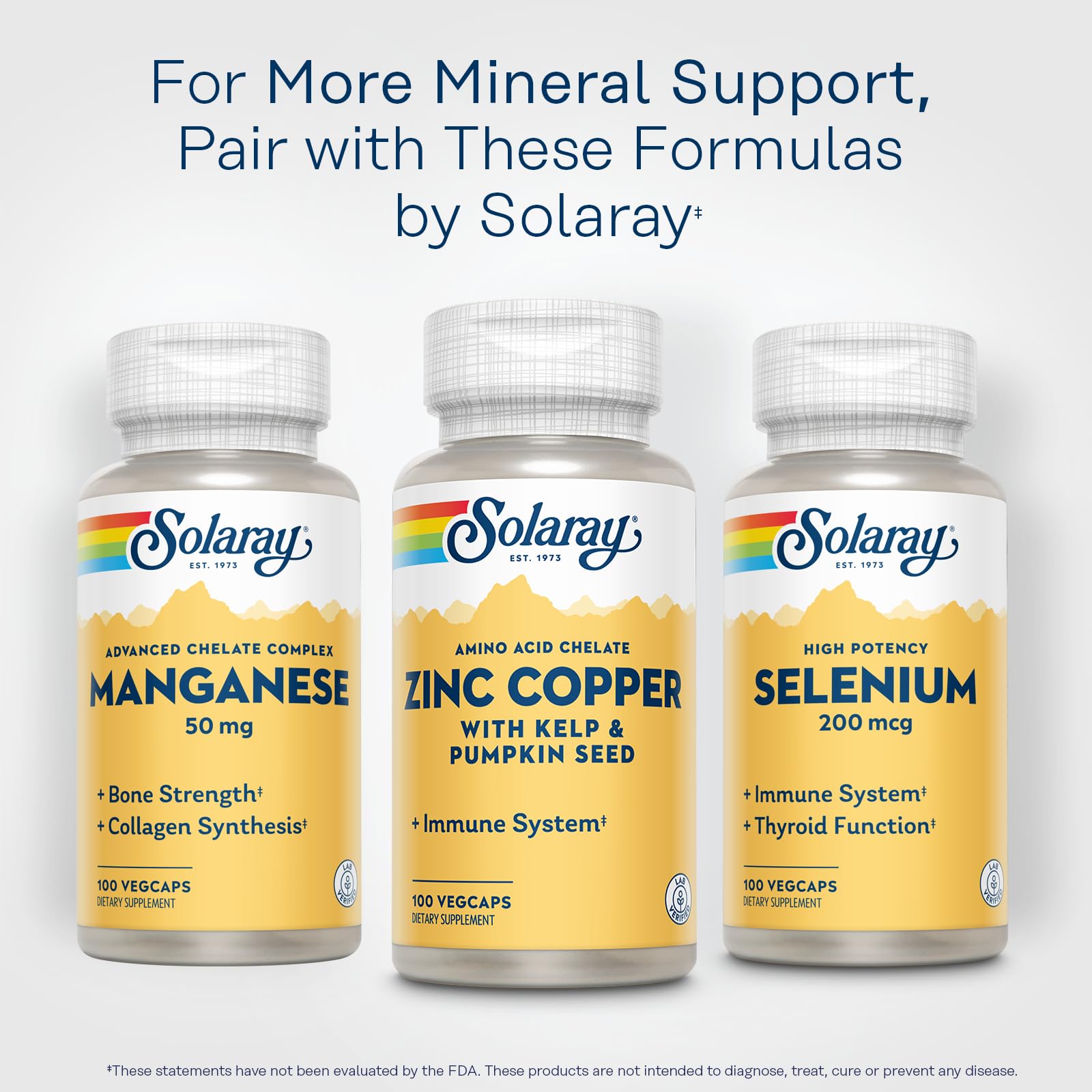 Solaray GMP facility stamp and lab-tested purity and potency.