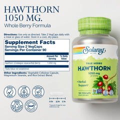 SOLARAY Hawthorn berries whole form highlighting natural nutrition.