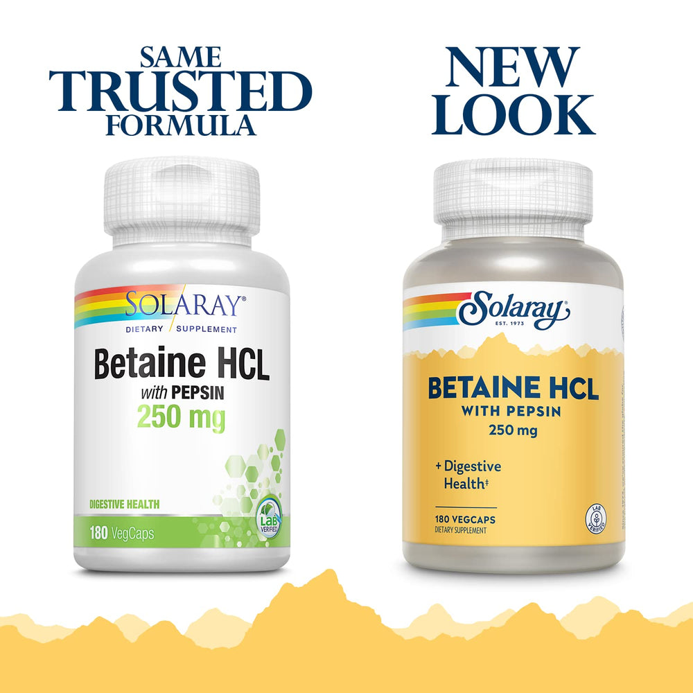 Solaray HCl with Pepsin capsules ready for daily meals.