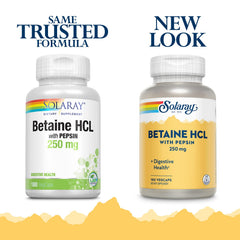 Solaray HCl with Pepsin capsules ready for daily meals.