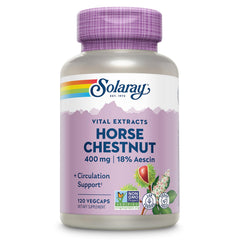 SOLARAY Horse Chestnut Extract bottle shows 400 mg formula for vein support.