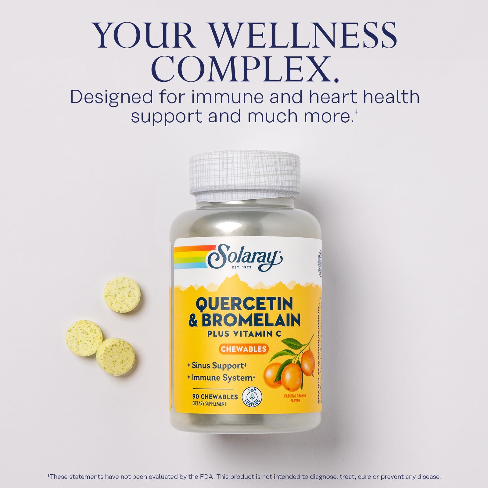 SOLARAY ingredient blend graphic showing quercetin bromelain and vitamin C