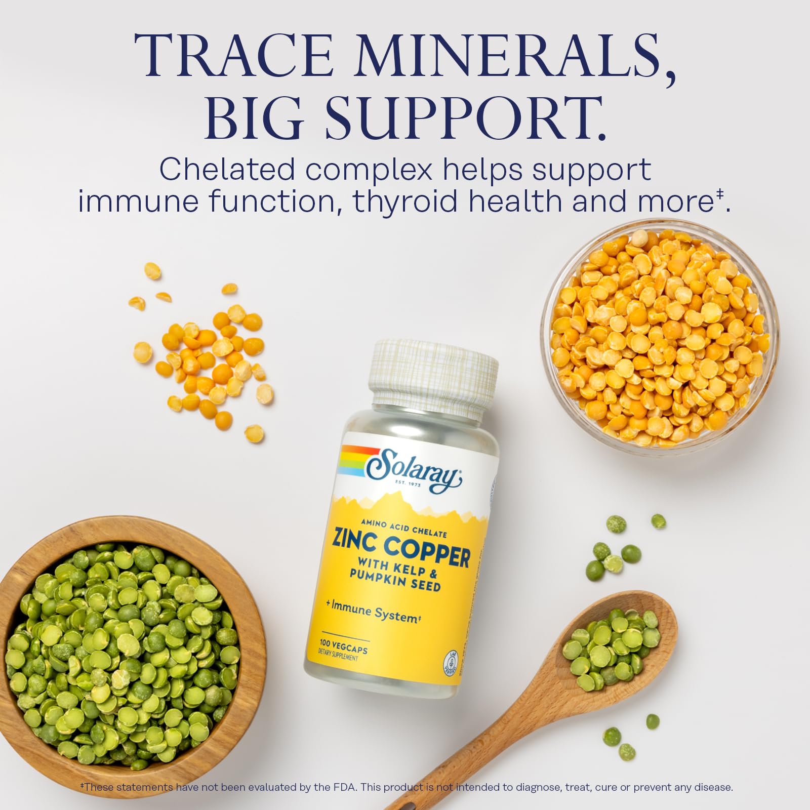 Solaray iodine from kelp label indicating thyroid support ingredients.