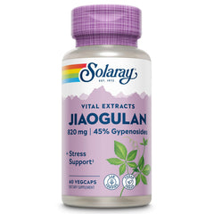 SOLARAY Jiaogulan root extract bottle highlighting antioxidant-rich wellness.