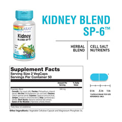 SOLARAY Kidney Blend SP-6 capsules offer vegan, non-GMO plant-based convenience