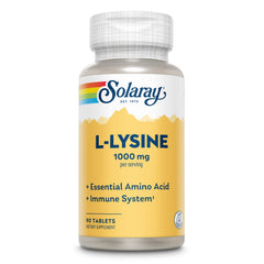 SOLARAY L Lysine bottle label highlighting immune support formula for daily wellness
