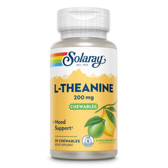 Solaray L-Theanine chew with lemon-lime label, supports daily calm.