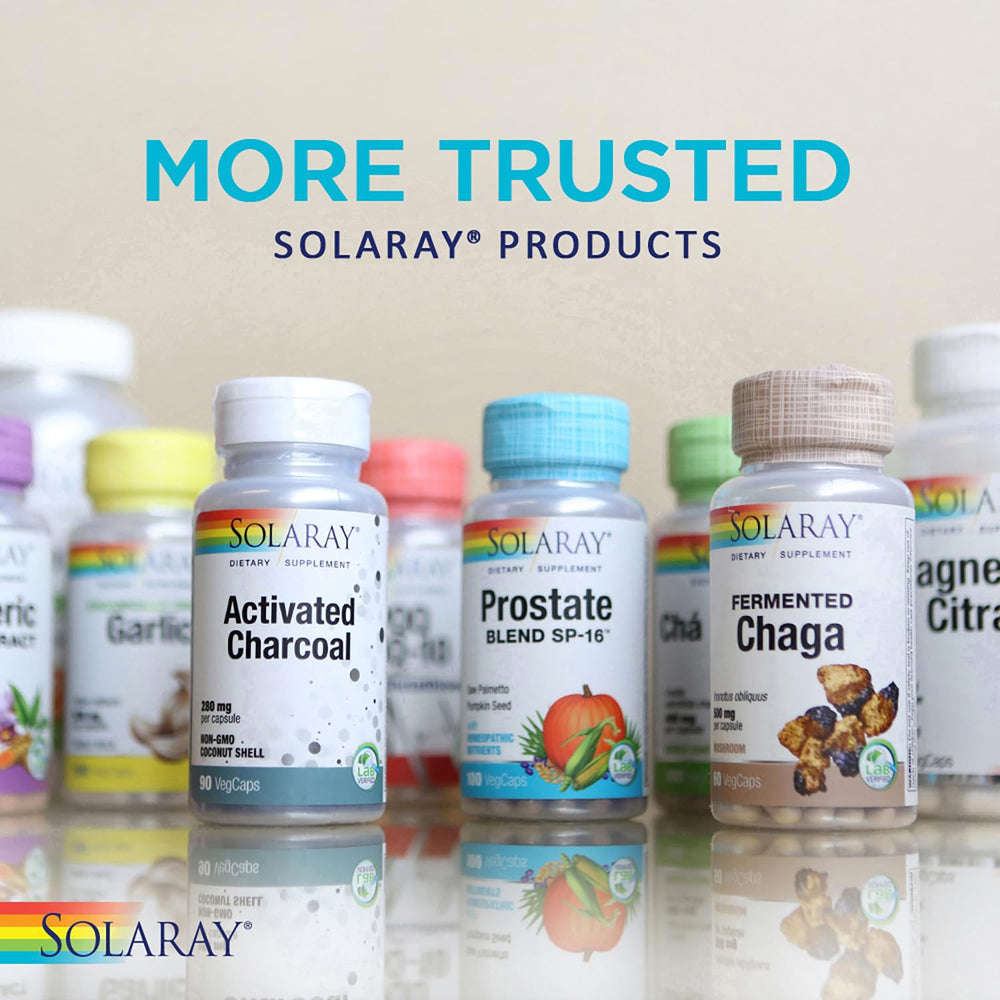 SOLARAY lab-verified potency and purity on packaging visuals.