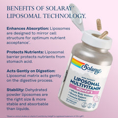 SOLARAY Liposomal Multivitamin bottle pour demonstrates simple dosing