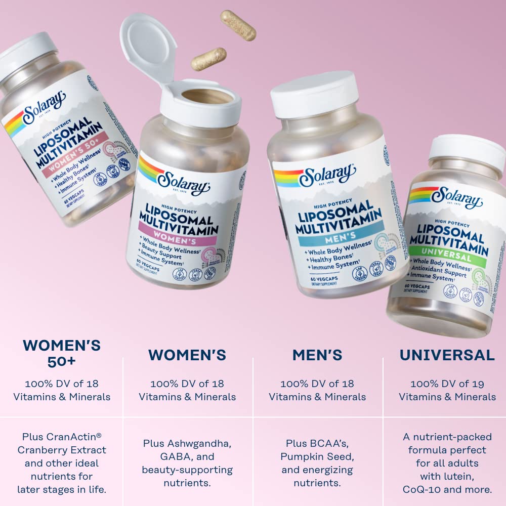 SOLARAY Liposomal Multivitamin eco packaging with pine VegCaps
