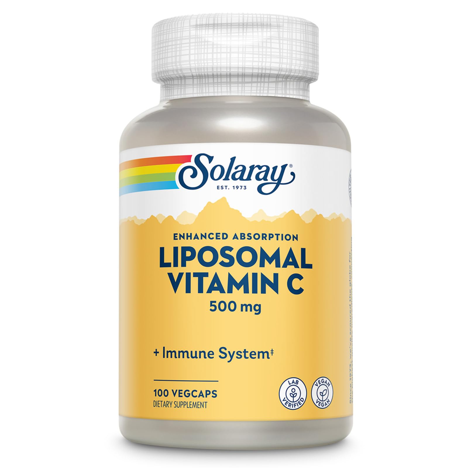 Solaray Liposomal Vitamin C 500mg bottle for daily immune support and antioxidant care