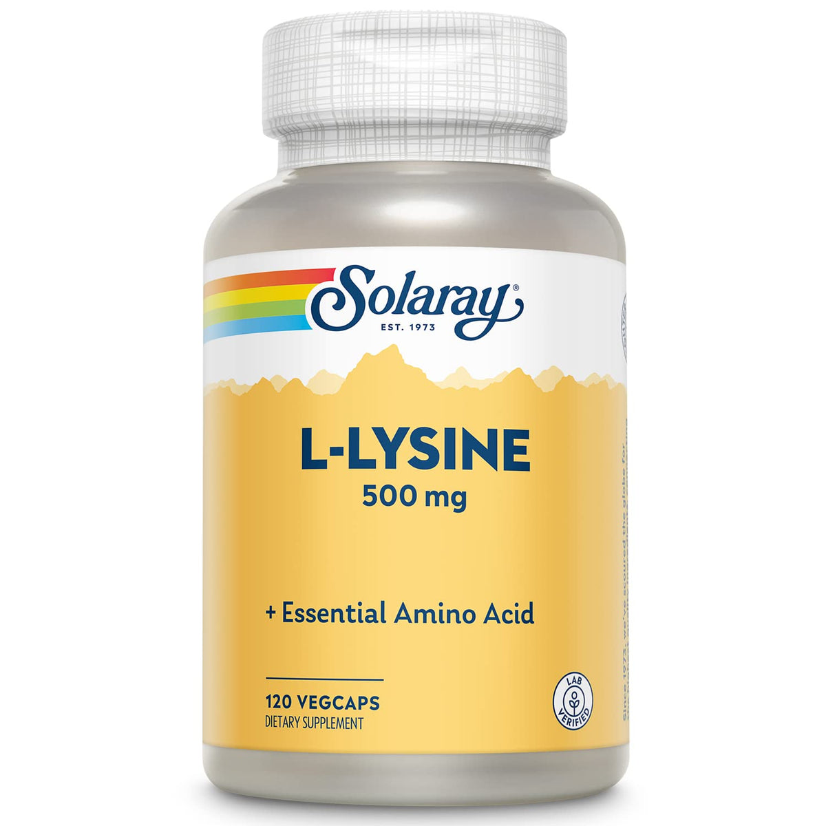 SOLARAY L Lysine 500 mg capsules bottle supports daily wellness