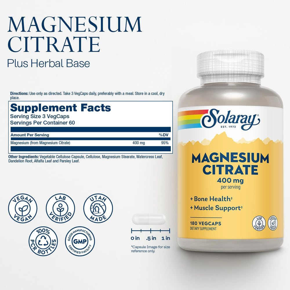 SOLARAY Magnesium Citrate capsules aiding muscle relaxation after workouts