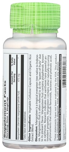 Close-up of SOLARAY Mangosteen capsules highlighting plant-based phytonutrients