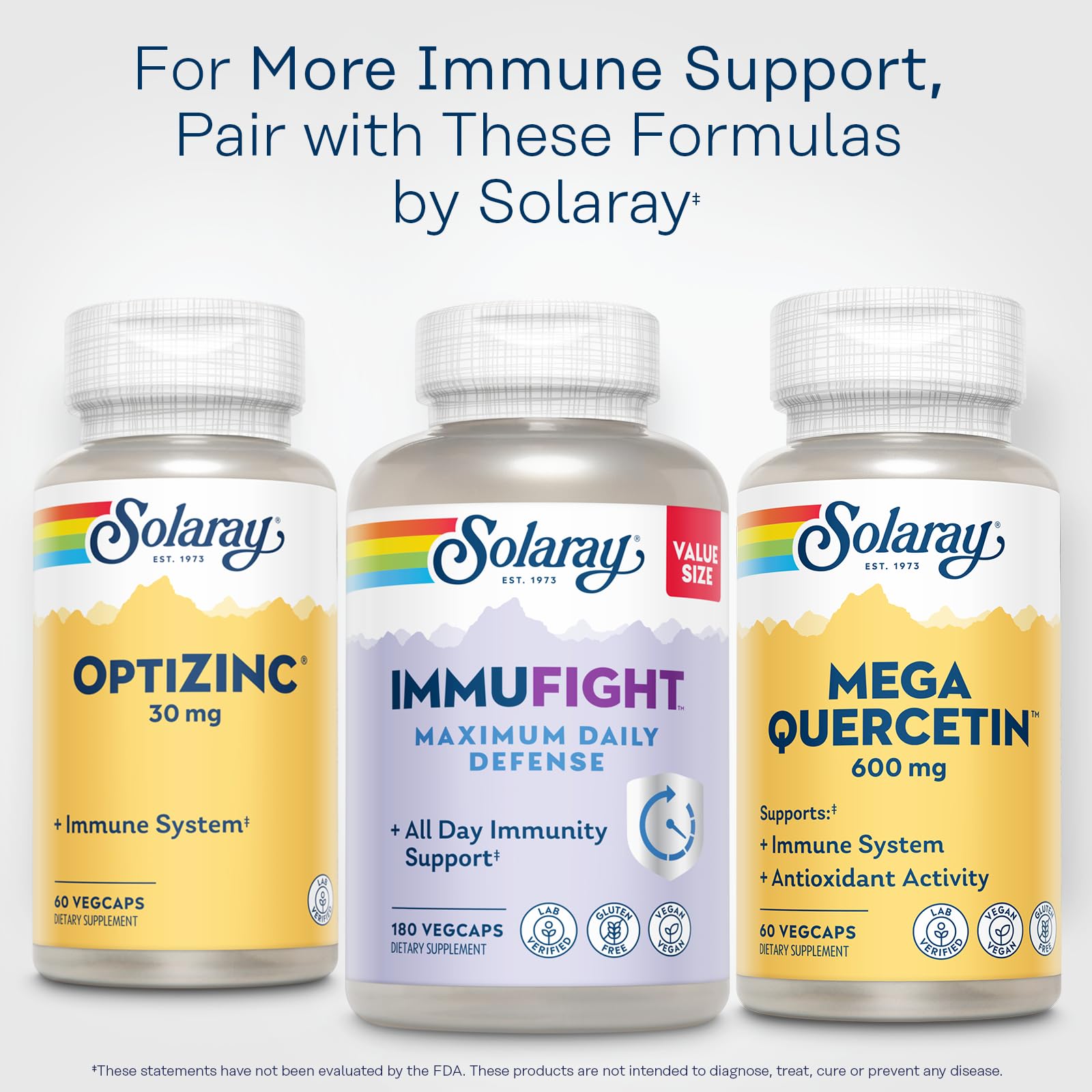 SOLARAY Mega Quercetin vegan bottle in a sustainable facility setting