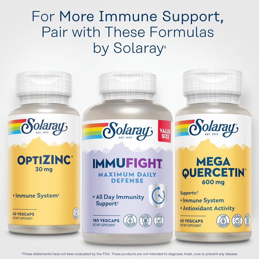 SOLARAY Mega Quercetin vegan bottle in a sustainable facility setting