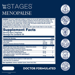 Solaray Menopause Stages capsules closeup, showing easy-to-swallow veggie capsules for relief options.