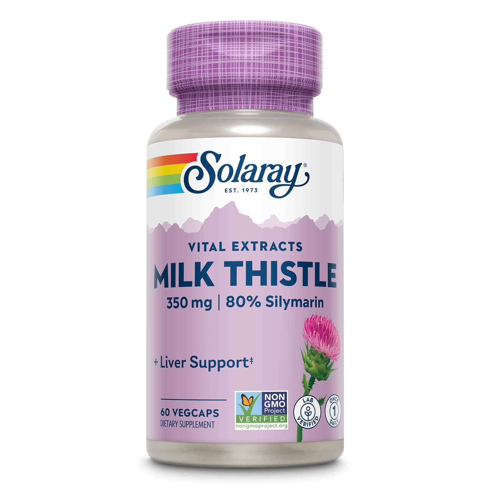SOLARAY Milk Thistle Seed Extract bottle highlighting liver support potential.